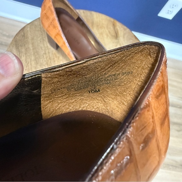 Enzo Angiolini Brown Croc-Embossed Heels - Picture 7 of 8